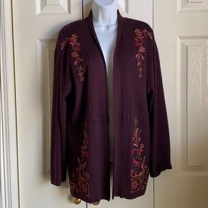 Vintage Carole Little floral embroidered cardigan